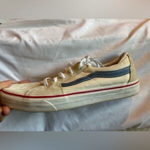 Vans Men's Cream and Blue Casual Sneakers